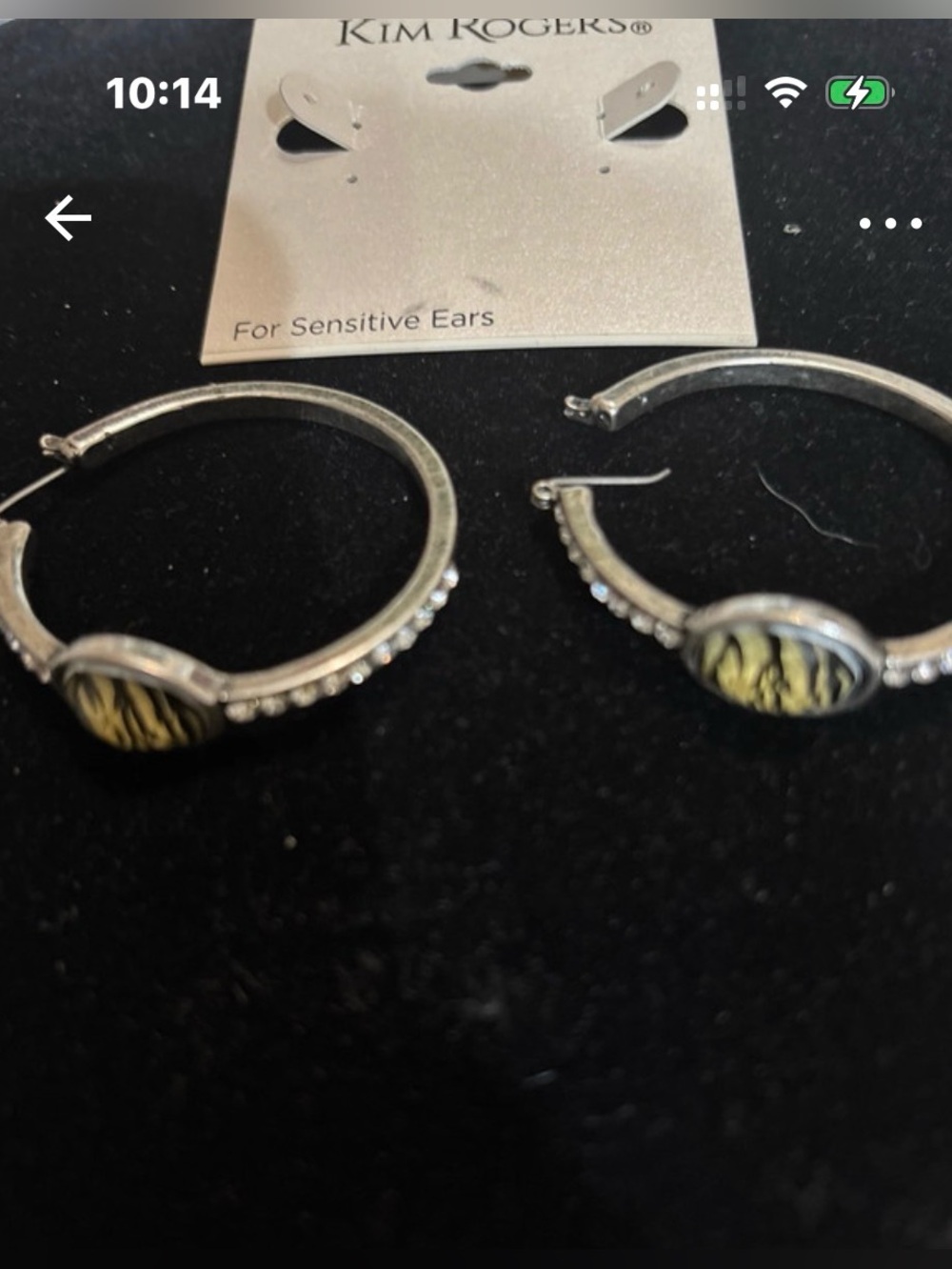 Kim Rogers Silver Hoops with Yellow Animal-Print Accent